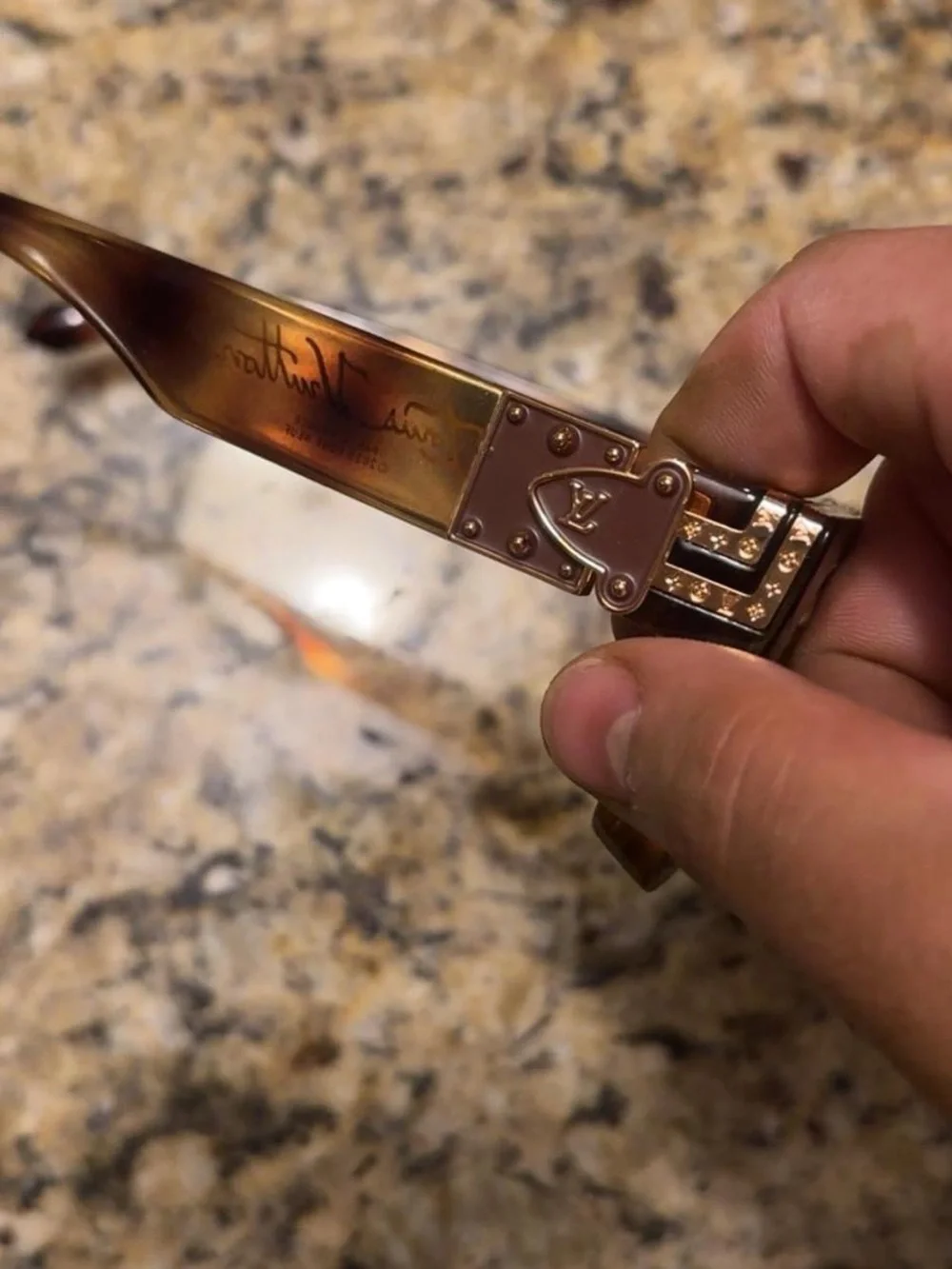 Louis Vuitton Olive Tortoise Square Frame Sunglasses